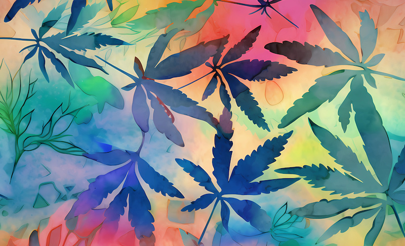 Colourful cannabis wallpaper to highlight a glossary of cannabis terms