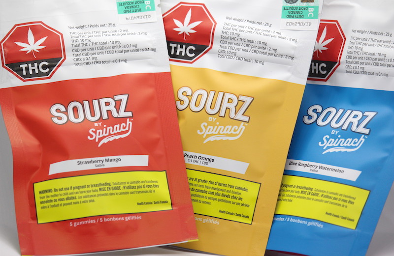 Sourz gummies by Spinach come in three flavours