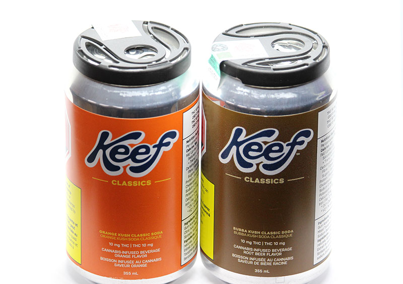 A pair of Keef drinks that are different flavours