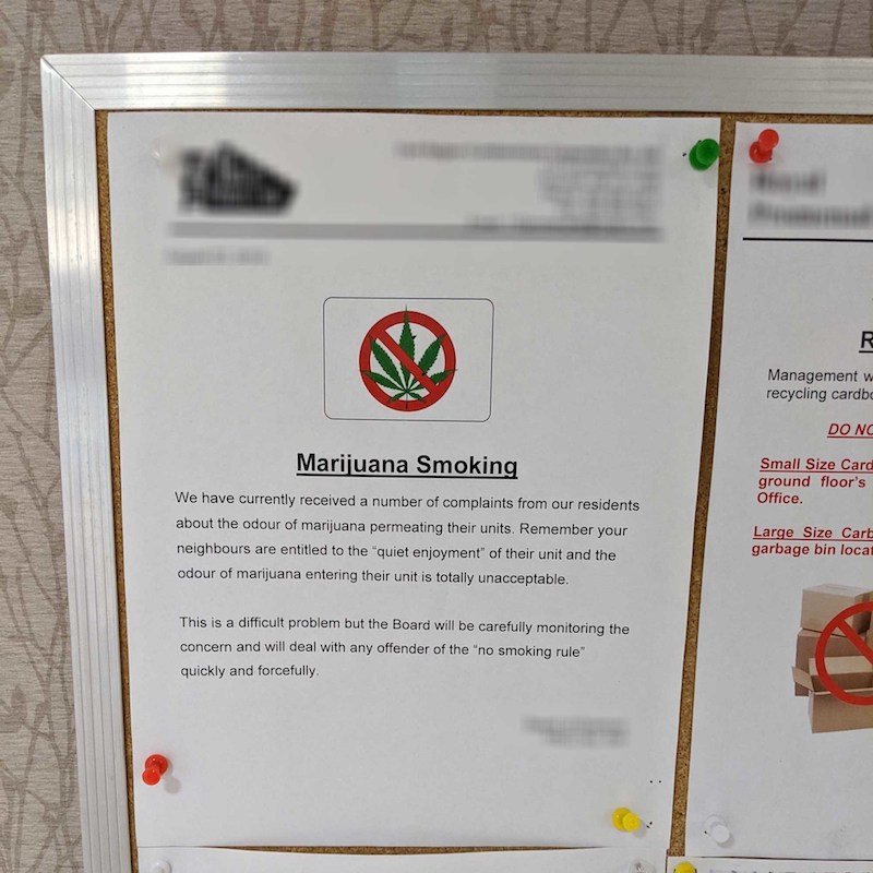 A sign telling people not to smoke cannabis