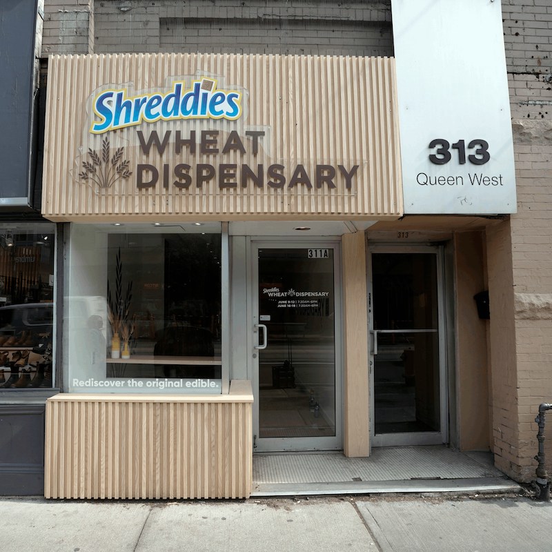 Outside of the Shreddies Wheat Dispensary