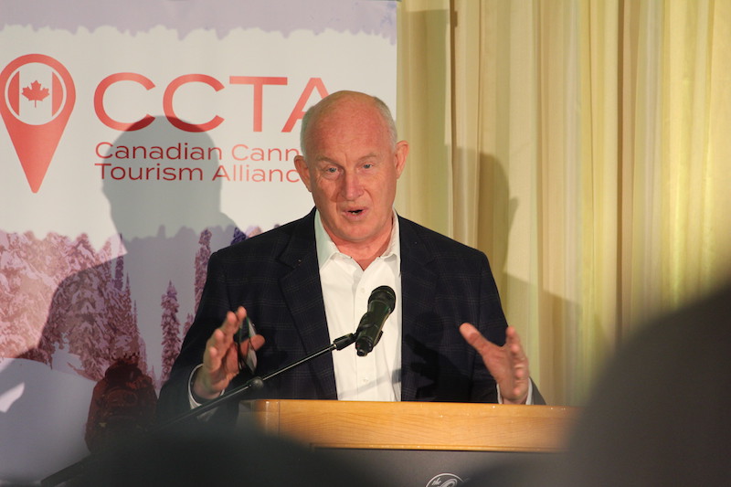 BC Deputy Premier Mike Farnworth speaks at the BC Cannabis Summit in 2023.