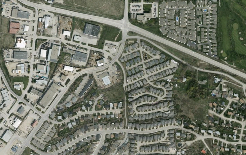 A Google satellite image of the Vernon neighbourhood affected by Avant Brands' intermittent odour.