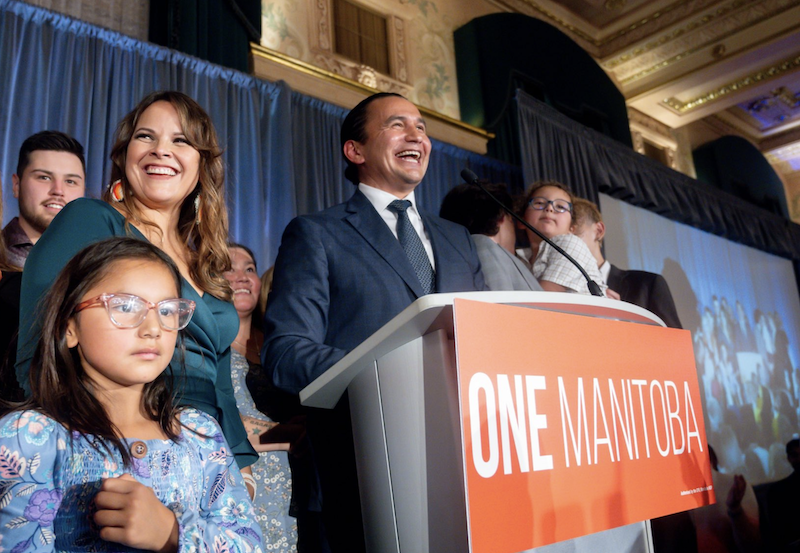 Wab Kinew celebrates his win as premier of Manitoba