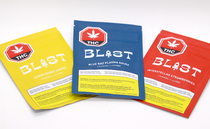 Packaging for Blast brand cannabis gummies