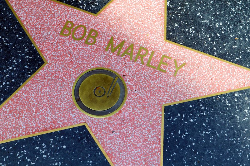 A star on Hollywood Boulevard in honour of Bob Marley.