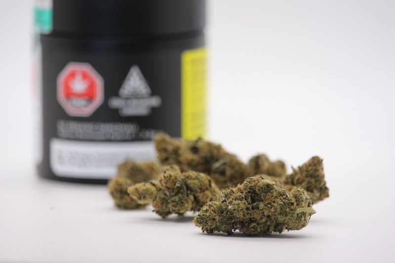 Buds and packaging from Coast Mountain Cannabis' BC Organic Dancehall are pictured.