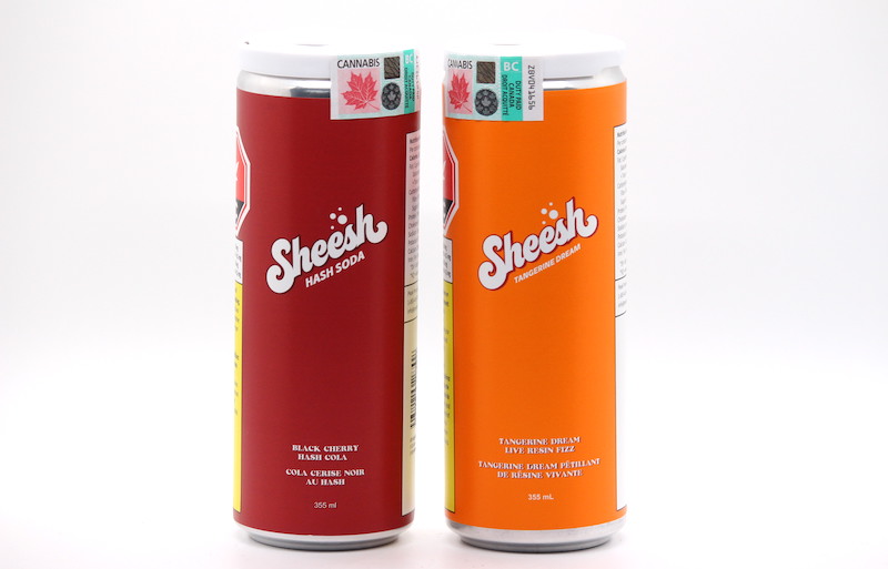 Cans of Tangerine Dream and Hash Soda by Sheesh are pictured.